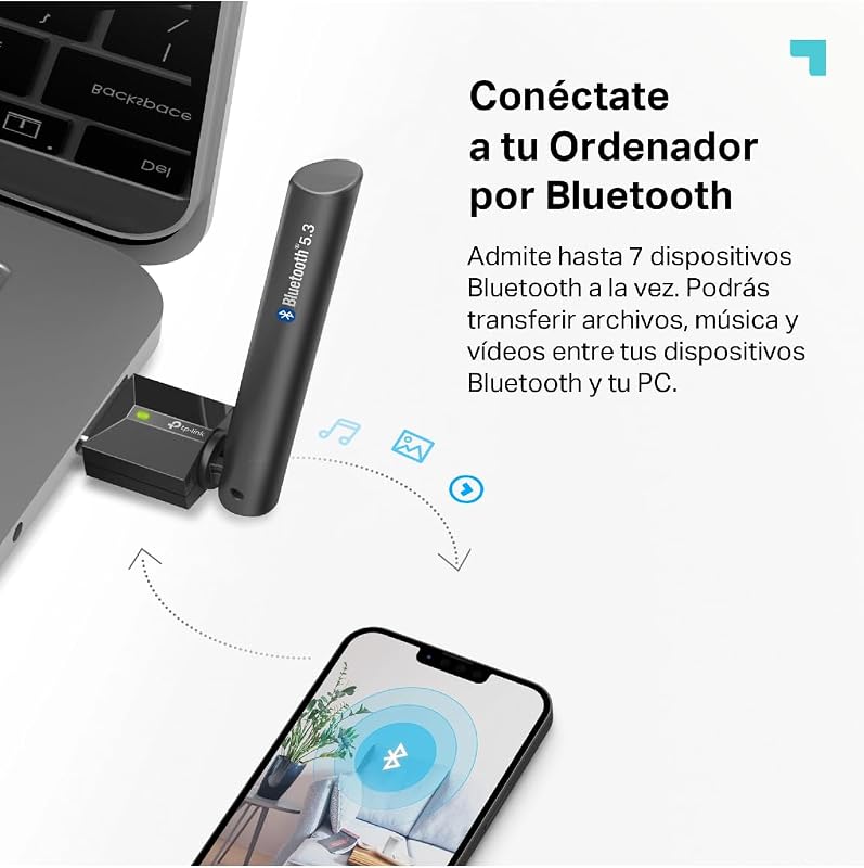 UB500 Plus - Adaptador WiFi USB, Bluetooth 5.3, con Antena, Nano