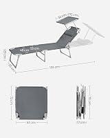 SONGMICS Sun Lounger Deck Chair Folding with Sunshade 193 x 53 x 29 cm Dark view 3