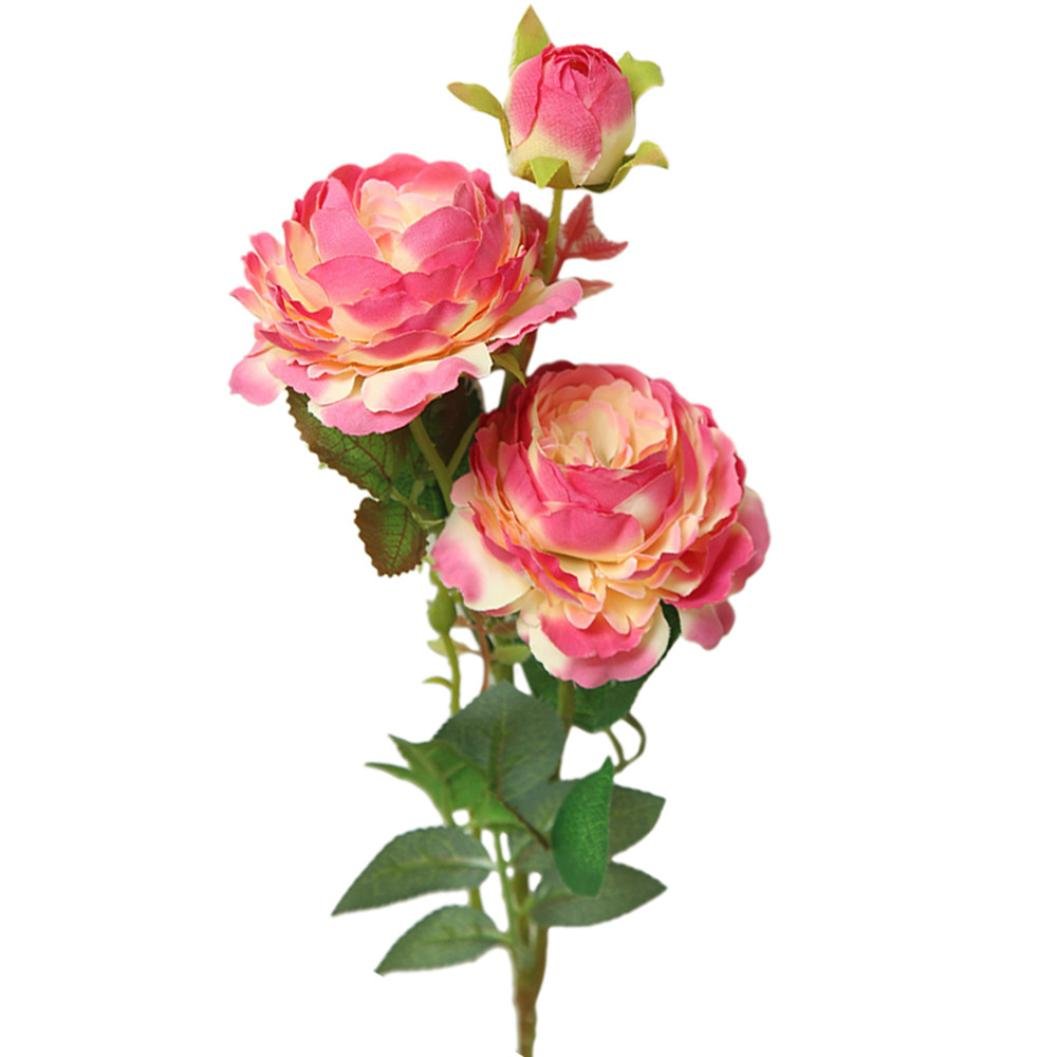 Artificial FlowersDiadia Fake Flowers Silk Plastic Artificial Rose