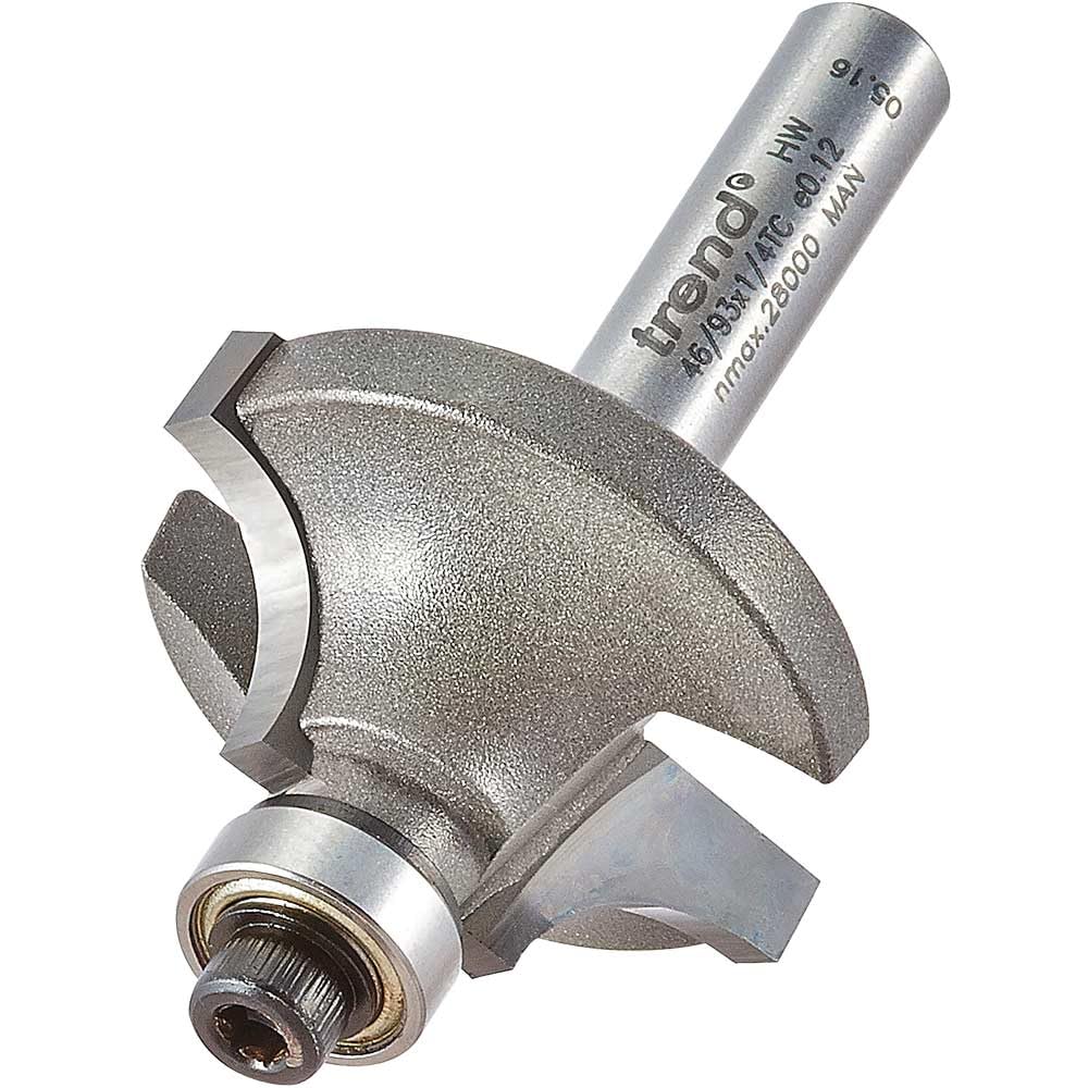 Trend Professional Bearing Guided Ovolo Router Cutter, 7.9mm Radius, 1/4 Inch Shank, 28mm Cut Diameter & 12.7mm Cut Length, Two Bearings, Tungsten Carbide Tipped, 46/93X1/4TC โ image 1