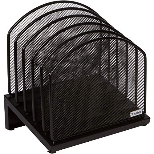 Inclined File Sorter Desk Organizer - File Rack with 5 Upright Sections ...