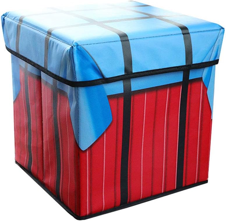 Agyvvt Foldable Storage Box with Lid Cube Basket PUBG Game Toy Airdrop Style Bin for Nursery Office Home Organizer 12x12x12