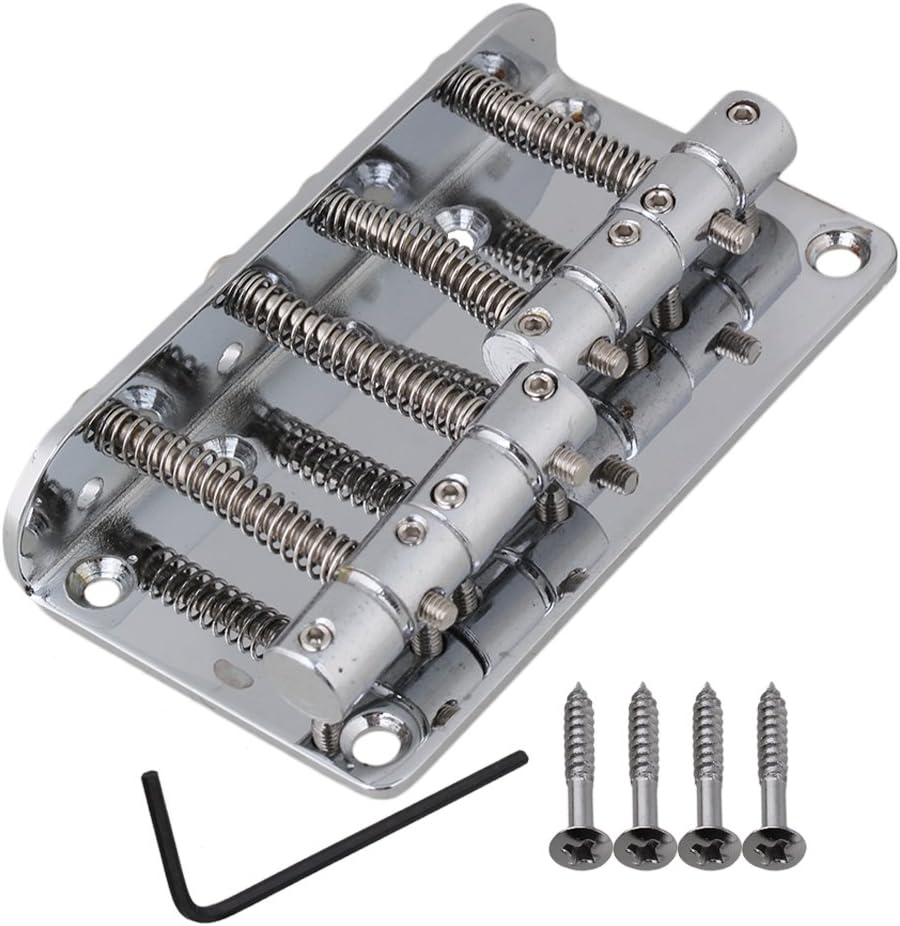 Chrome Vintage 4 String Hard Tail Fixed Electric Bass Guitar Bridge Assembly 59.4 mm String Pitch