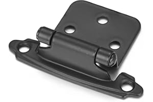 Vallecloud 10 Pack (5 Pair) Matte Black Self Closing Cabinet Hinges for Flush Mount Kitchen Cabinet Door, 1/2" Overlay (Variable) Face Frame Semi Concealed Kitchen Cabinet Hinges
