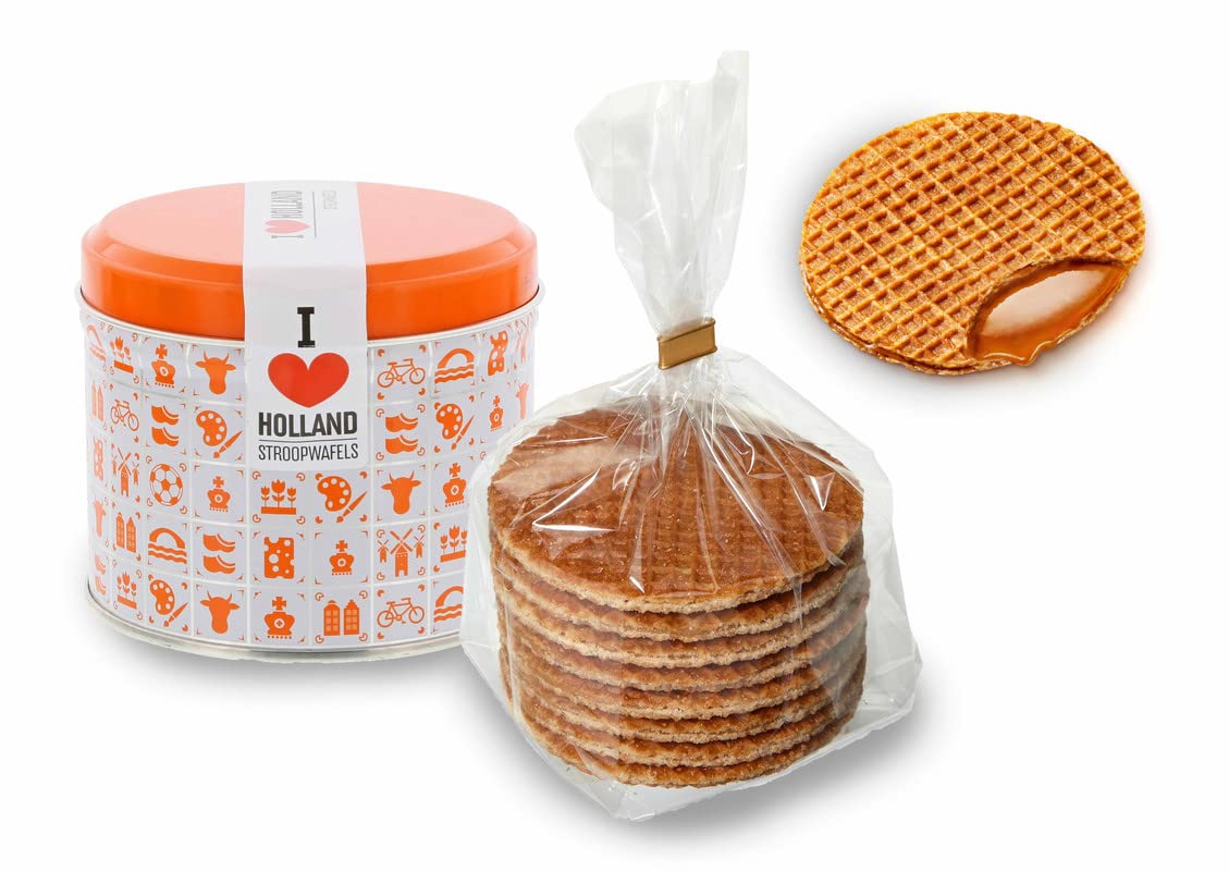 Daelmans Stroopwafels - Caramel waffles - 330 gram per 'I Love Holland' Tin - Authentic Dutch Caramel Waffle - Stroopwaffels