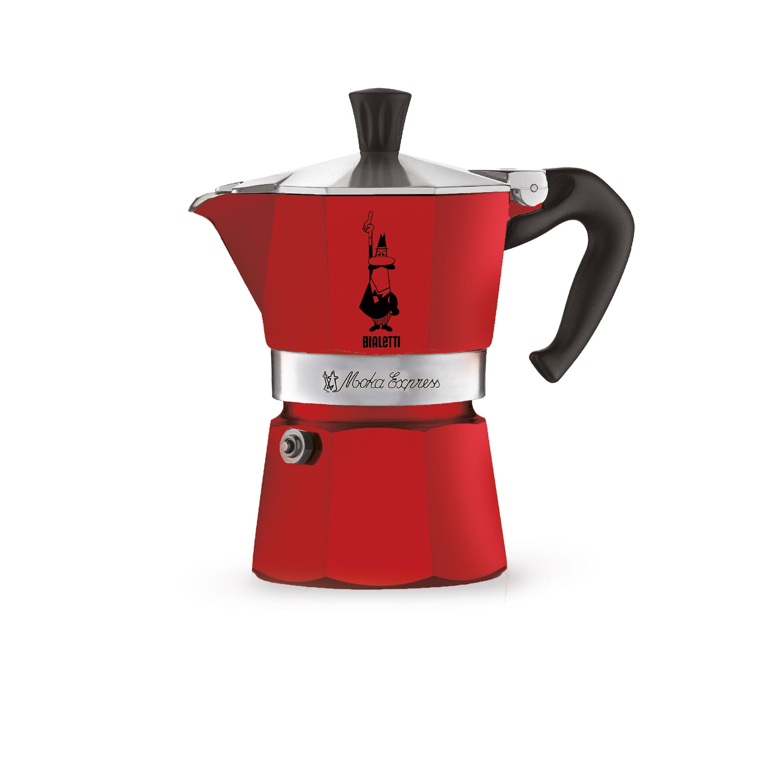Bialetti Moka Express Red Caffettiera in Alluminio, 1 Tazza, Rosso,30 x 20 x 15 cm