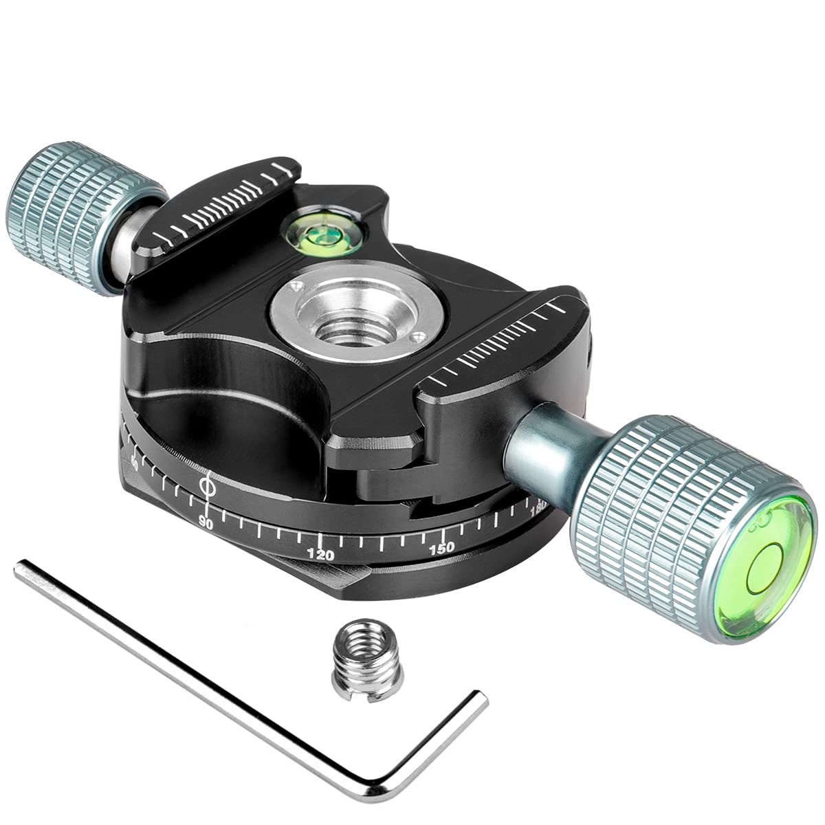 Koolehaoda Panoramic Tripod Head, 360° Panoramic Panning Base Pan Head Compatible Arca Swiss for Tripod Monopod BallHead Slider DSLR Cameras, Max Load Up to 10kg