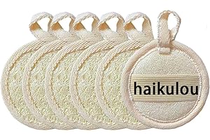 haikuluo Natural Loofah Exfoliating Face Scrubber,Shower loofah Facial Scrubber exfoliating Pads for Women and Men,Made with Biodegradable Shower loofa Sponge,for Face That Gets You Clean(6 PC)