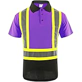 LOVPOSNTY Safety Polo Shirts for Men ANSI Class 2 Safety Shirt Black Bottom Reflective Shirt for Men
