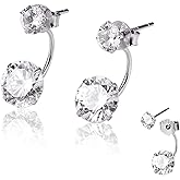 Fashionable Bridal AAA CZ Double Pear Shaped Stud Earrings Cubic Zirconia Front Back Ear Jacket Stud Earrings for Women