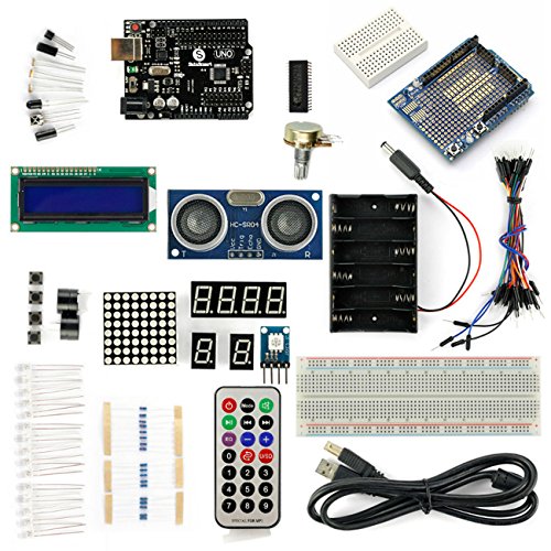 SainSmart UNO Project Basic Starter Kit with Tutorial for Arduino(UNO R3 & 1602 LCD & Prototype Shield & HC-SR04 Distance Sensor)