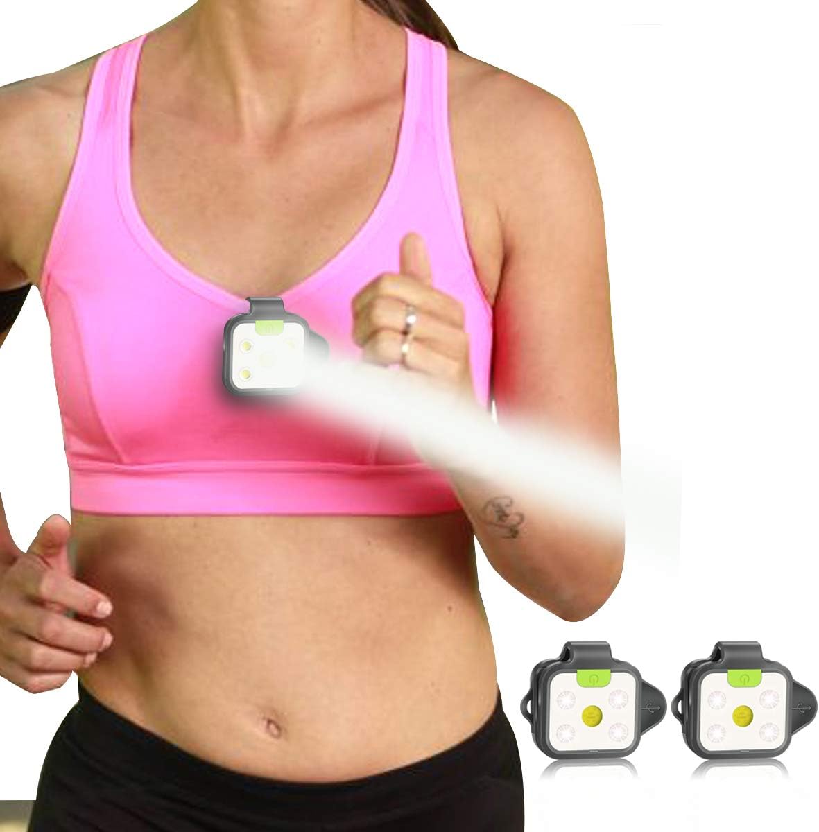HOKOILN Outdoor Night Running Lights, 2Pack LED Running Lights for Runners with Rechargeable Battery for Camping, Hiking, Running, Jogging, Outdoor Adventure: Sports & Outdoors