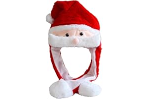 DSHE Party Cosplay Funny Plush Santa Hat with Moving Jumping Ears, Cute Christmas Hat