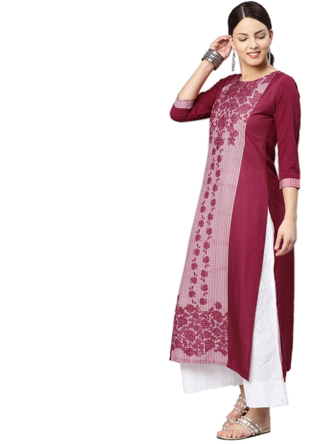 vaamsi crepe digital printed kurti(vpk1593_maroon_free size)