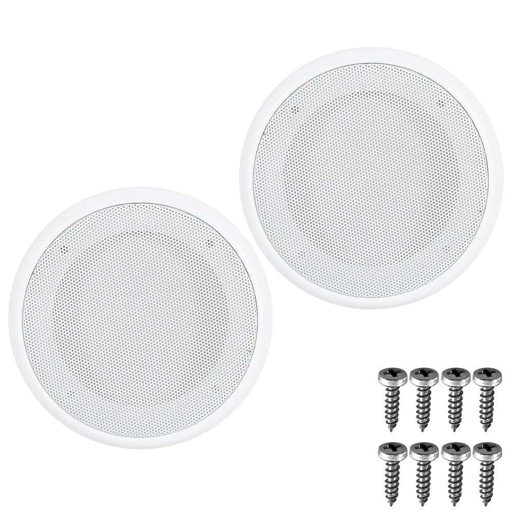 VOANZO 2PCS 6.5 Inch Speaker Grills Car Audio Speaker Covers for Home Speakers Ceilings Car Audio Systems -White