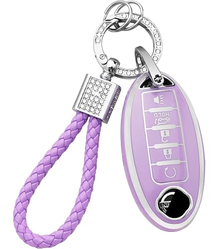 Vicoca Key Fob Cover For Nissan - 5 Buttons, TPU Protection With Diamond Keychain, Purple, For Altima Rogue Etc. - View #9