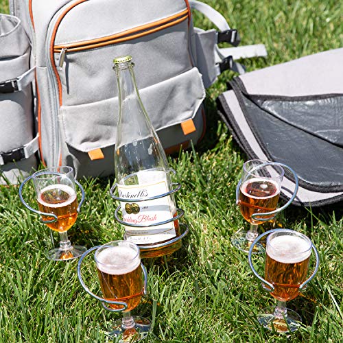 Picnic Backpack Set for 2 to 4 with Blanket, Wine Stand & Glasses, Cutlery, Dinnerware, Detachable Insulated Waterproof Compartment Pouch in The Cooler, Picnic Basket for Family by Frux Home & Yard