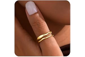 GoldGifts Chunky Gold Rings for Women Non Tarnish, Dainty 14K Gold Plated Stackable Statement Ring Set,Thumb Rings Engagement Eternity Wedding Band Ring Stacking Gold Jewelry Size 4 5 6 7 8 9 10