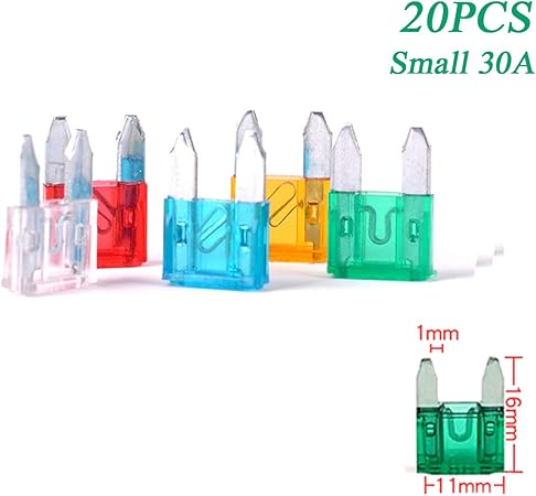 Amazon 個 自動車ヒューズ スモール 平型 30a 自動車のヒューズ切れの交換用 ヒューズ 車 バイク