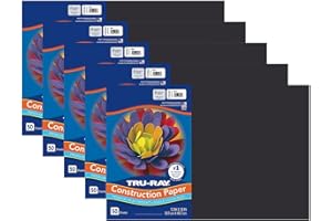 Tru-Ray® Construction Paper, Black, 12" x 18", 50 Sheets Per Pack, 5 Packs