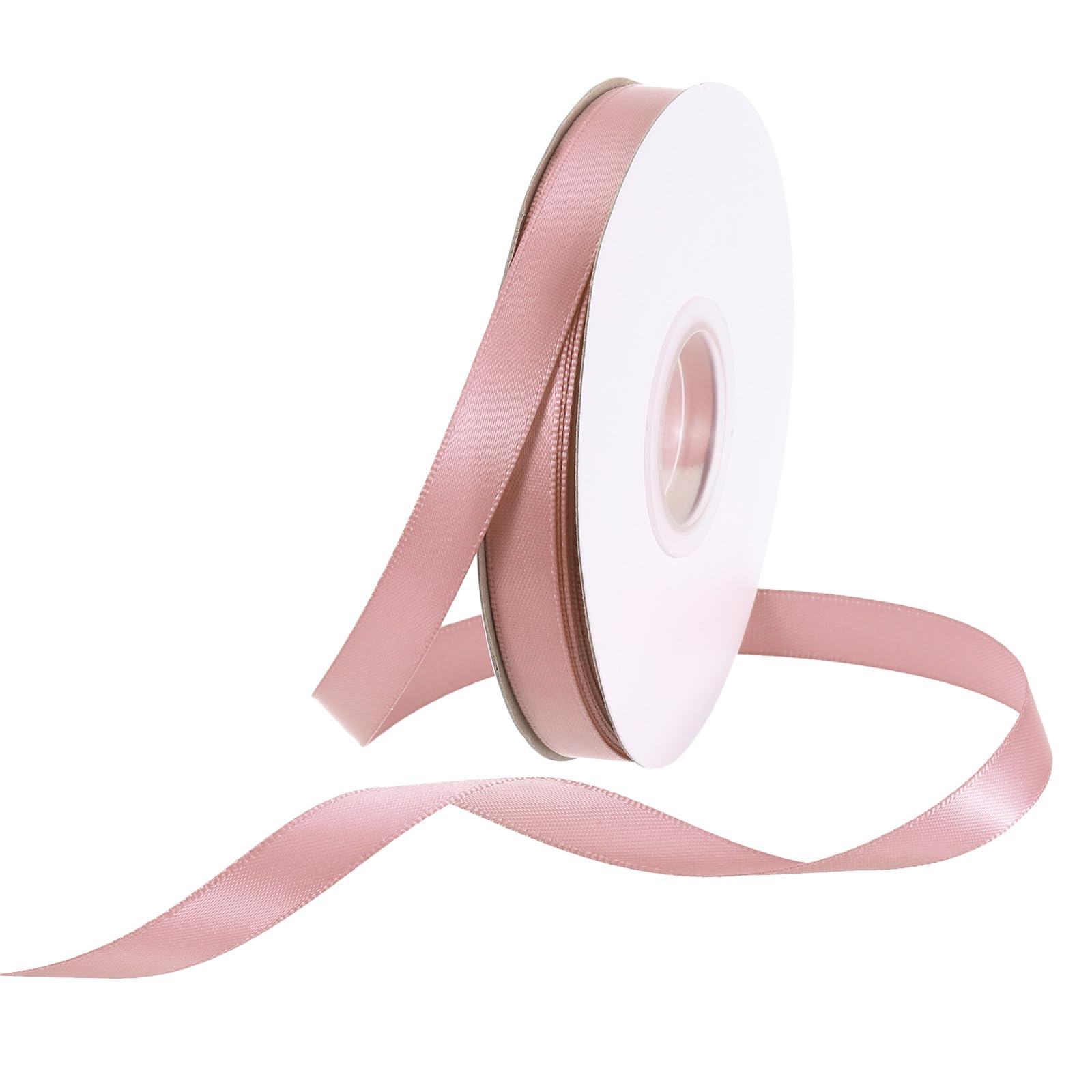 Rebower 25 Yard/75ft Satin Ribbon Thick Double Face Grosgrain Silk Ribbon, [for Gift Wrapping, Hair Bows, Wedding, Cake, Flower] - 3/8"(10mm)/Rose Pink — image 1