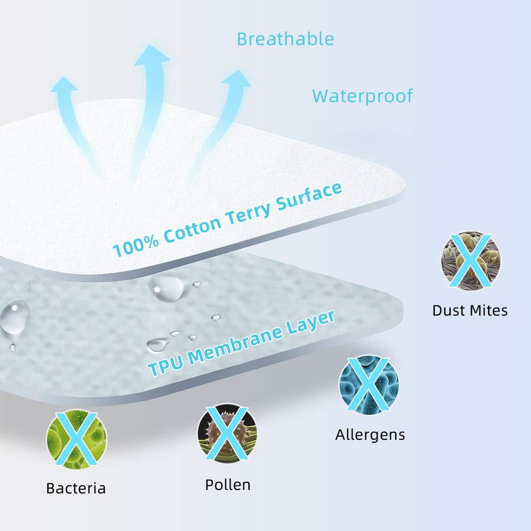King Size Mattress Protector, Waterproof Mattress Cover with 1 Small Protector Pad - Low Profile 9 to 18-Inch Depth: Home & Kitchen