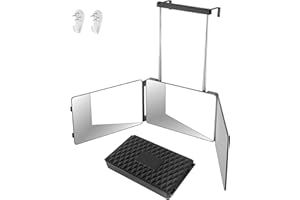 3 Way Mirror for Self Hair Cutting, 360 Mirror Trifold Design Bathroom Mirror with Adjustable Hooks, Portable Mirror for Hair