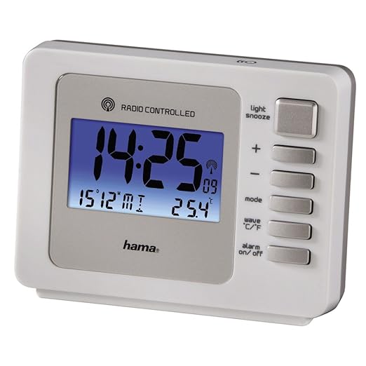 title=HAMA Orologio/sveglia radio-controllata "Fashion Plus", colore bianco