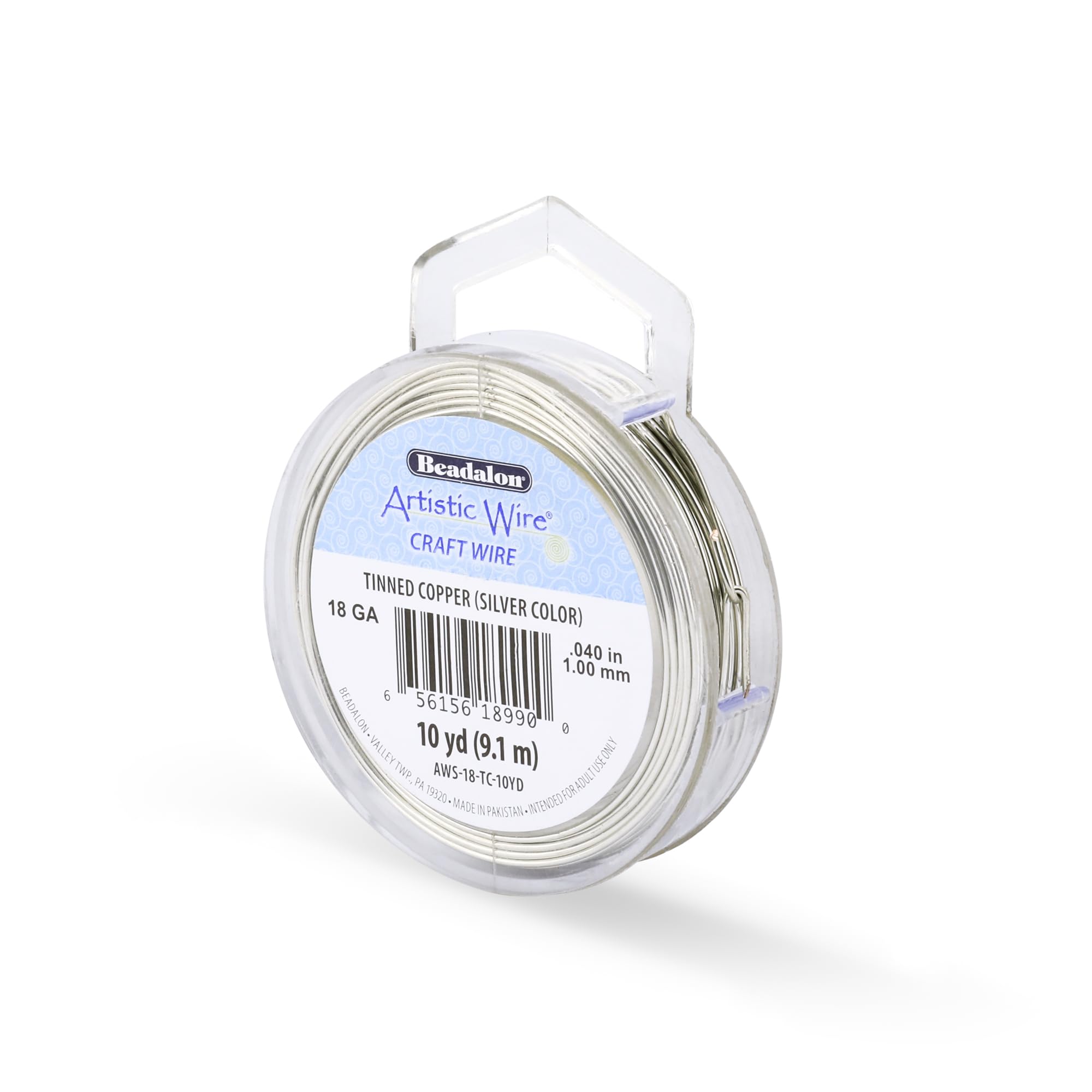 Artistic Wire 1.0 mm Tarnish Resistant Craft Wire, 9.1 m, Tinned Copper (Silver Color), 18 Gauge, 10 yd
