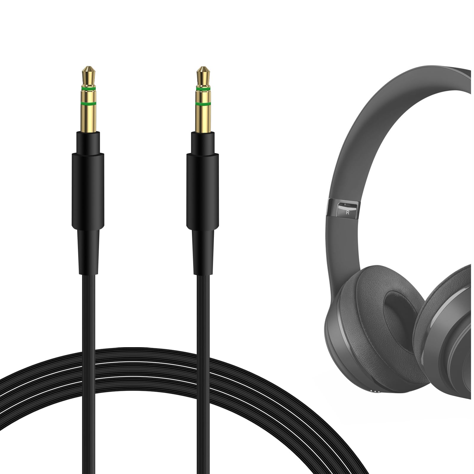 GEEKRIA Audio Cable Compatible with Beats Studio Pro/3/2, Solo 4/3/2, Executive, Pro, Mixr Headphones Cable, 1/8" (3.5mm) to 3.5mm Replacement Stereo Cord (4 ft/1.2 m)