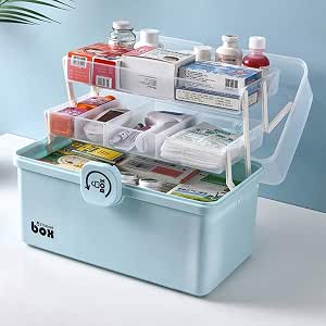 Caja De Almacenamiento De Medicamentos De 3 Capas - Botiquín Con Tapa Y Asas, Organizador Transparente Para Hogar (34x22x24.5 Cm)