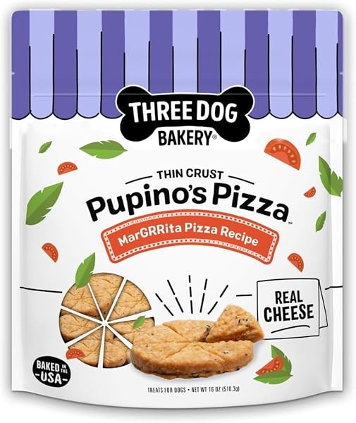 THREE DOG BAKERY PUPINO’S PIZZA COOKIE CRUNCHY DOG...