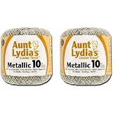 Aunt Lydia's Crochet Cotton Metallic Crochet Thread Size 10 (2 - Pack) (Silver/Silver)