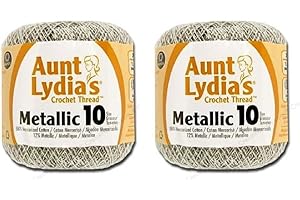 Aunt Lydia's Crochet Cotton Metallic Crochet Thread Size 10 (2 - Pack) (Silver/Silver)
