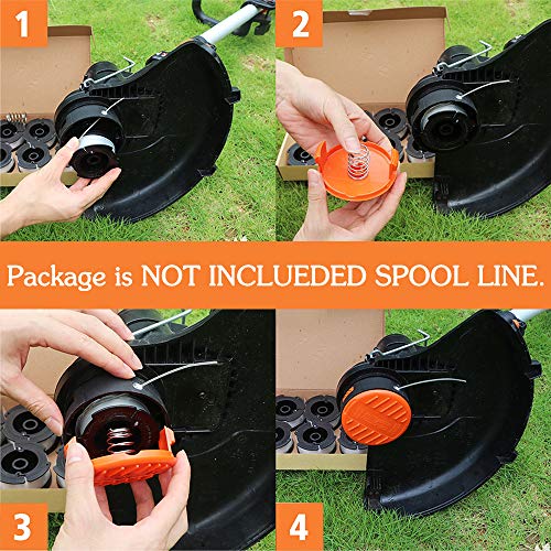 FutureWay Trimmer Replacement Spool Cap Covers and Spring Compatible with Black Decker GH900 LST201 GH600 NST2018 CST2000, Weed Easter String Autofeed Cap, 4 Spool Head Covers + 4 Springs