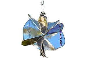 CykTxei 1Pcs Handmade Stained Glass Spinner - Dancing Lady Bohemian Wind Spinner for Window Garden Porch Decor, Unique Staine