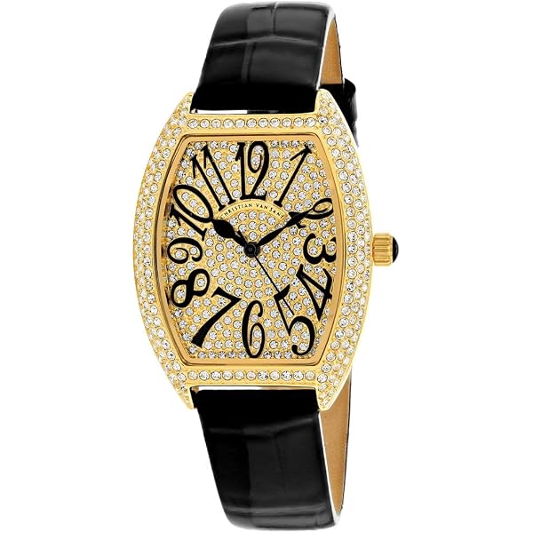 Crystal Pavé Christian Van Sant Women\'s Watch with Black Patent Strap Christian Van Sant Women main image 3