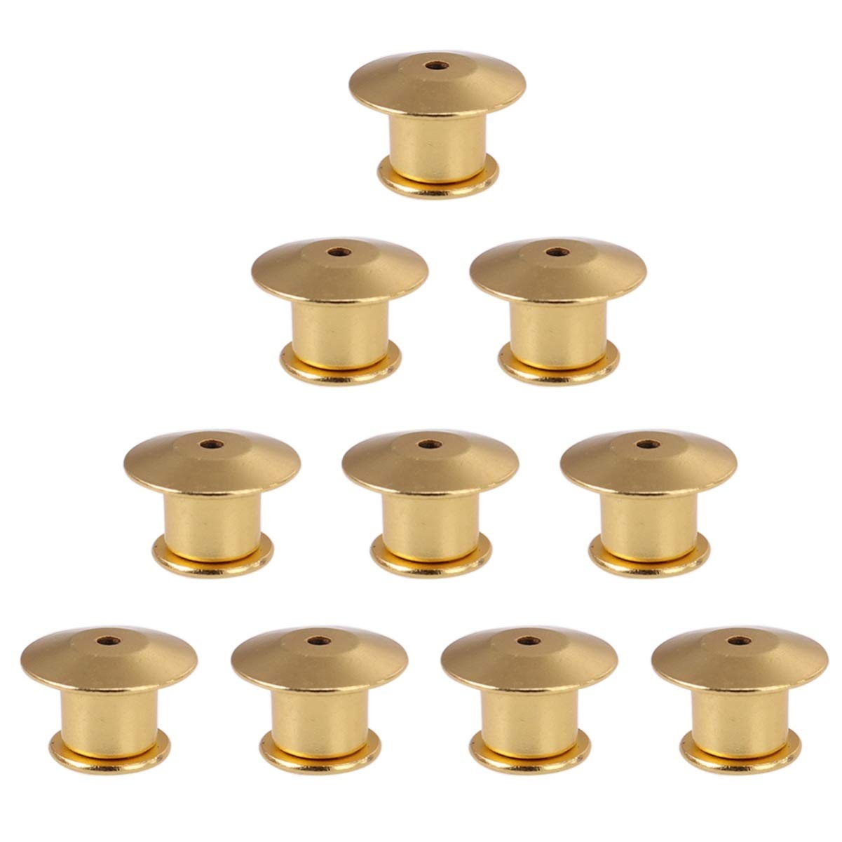 EXCEART 10PCS Locking Pin Backs Flathead Lapel Pin Back Clutch Clasp Fastener Spring Loaded (Gold)