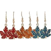 3 Pairs Thanksgiving Fall Earrings Cute Enamel Harvest Pumpkin Maple Leaf Nut Pumpkin Pie Turkey Drop Dangle Earrings for Women Thanksgiving Autumn Party Jewelry Gifts