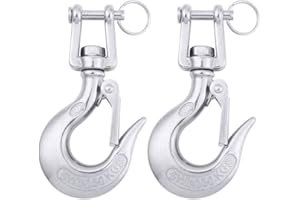 Slip Hooks, Lsqurel 1/4 304 Stainless Steel Chain Hook Clevis Hook Safety Hook Winch Hook for Chain, Cable etc (Capacity 770lb)