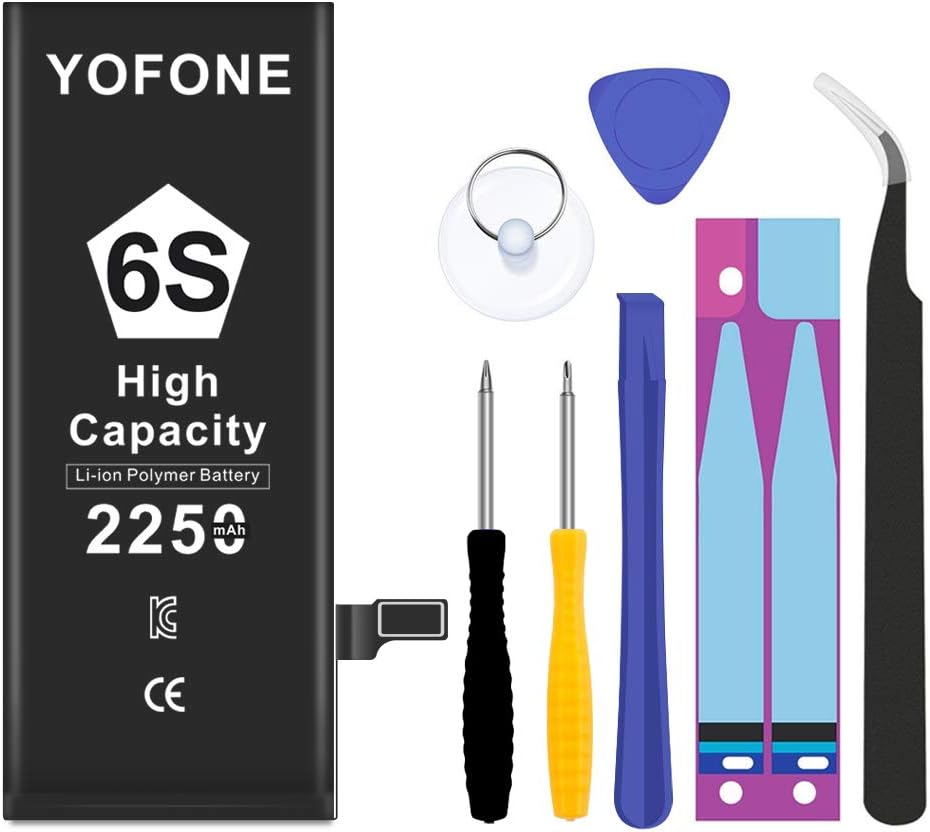 YOFONE Battery Replacement for iPhone 6S with Complete Repair Tool Kit, High Capacity 0 Cycle 2250mAh Batteries[18-Month Warranty]