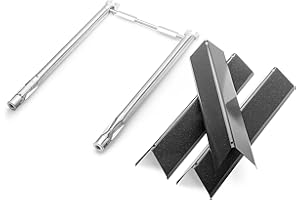 JCLMER Spirit E210 Grill Replacement Parts, 7635 Flavorizer Bars and 69785 Grill Burner Tubes for Weber Spirit I & II 200 with Front Control, Spirit S210 E/S 220, 15.3 Inch Flavor Bars and 69785 Burner Pipe