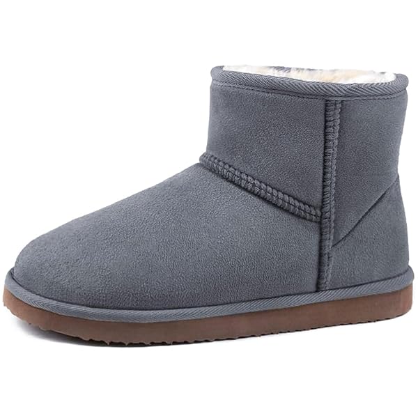 ZIZOR WOMEN’S COZY SHORT BOOTIE SLIPPERS, WINTER WARM HARD BOTTOM HOUSE SHOES WITH FUZZY LINING, GRAY, 10 M US