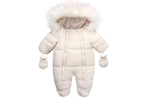 CYTAFE Baby Girl Boy Snowsuit Cute Down Jacket Hooded Romper Light Puffer Padded Jumpsuit Infant Winter Outwear