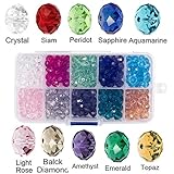 Bingcute 8mm Wholesale Briolette Crystal Glass Beads for Jewelry Making Faceted #5040 Briollete Rondelle Shape Assorted Colors with Container Box (300PCS)