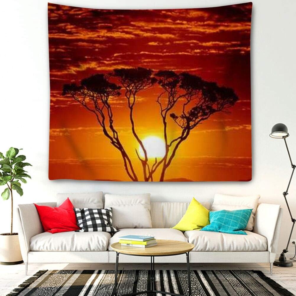 Tapestry Wall Hanging, Bohemia Tapestries Bedding Dorm Sunset Glow Trees in The Setting Sun Sunset Clouds Sunset Orange Mountain Cloud Sky Black Beautiful (60inch51inch)