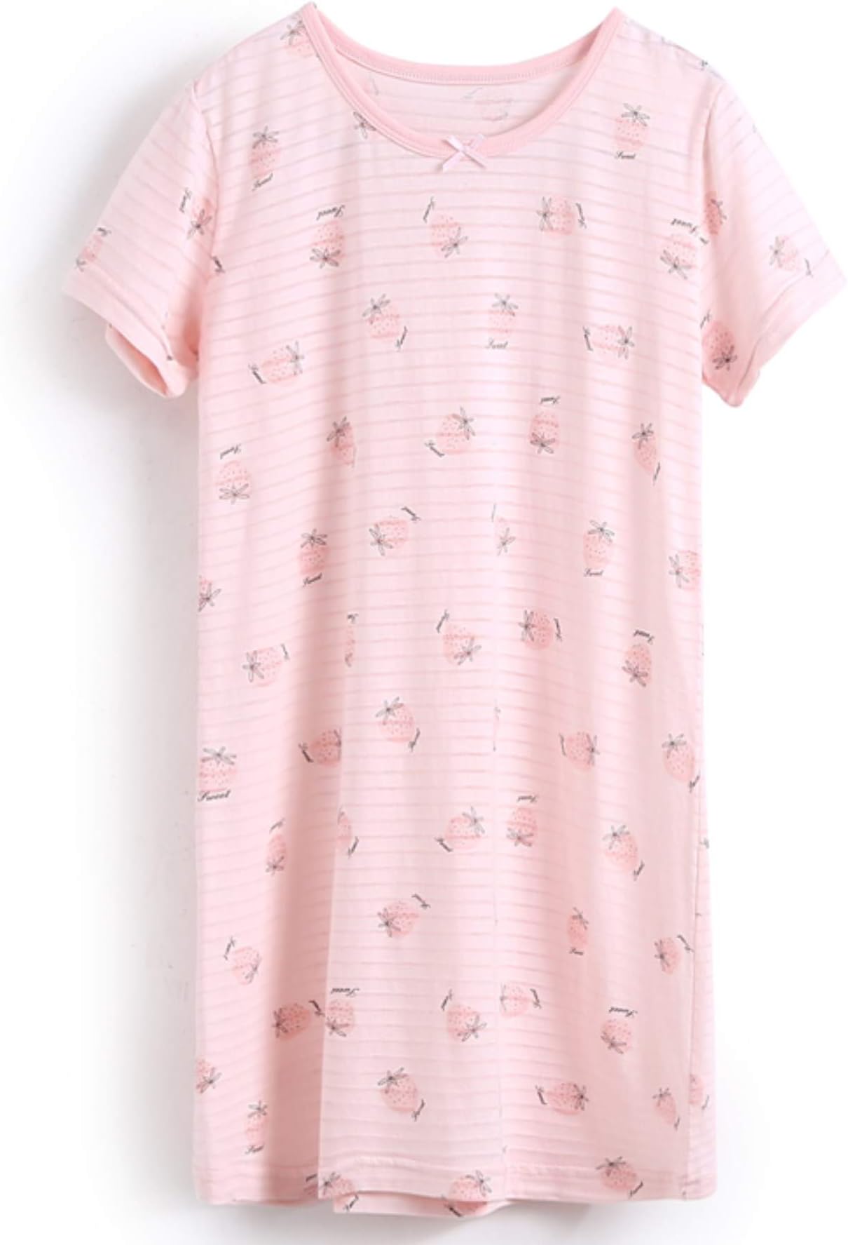 HOYMN Girls Nightgown Sleep Shirts Long Sleeve Fruit Strawberry Nightshirt Casual Nightie Princess Night Dresses