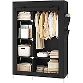 UDEAR Large Capacity Portable Wardrobe, Clothes Organizer Non-Woven Cover, with 6 Storage Shelves and 4 Side Pockets, Suitabl