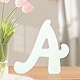 WOODOUNAI 4 Inch White Wood Letters, Unfinished Art Wooden Letters for Wall Decor Decorative Standing Letters Slices Sign Board Decoration for Craft Home Party Projects (A)