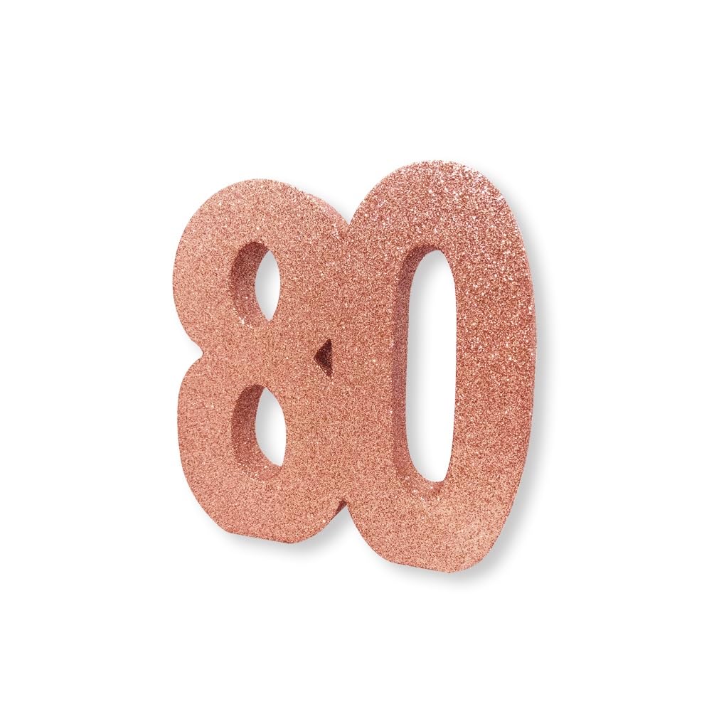 Number “80” Glitter Table Centerpiece – Rose Gold, 20 cm (Pack of 1) – 80th Birthday Table Décor (Model H128)